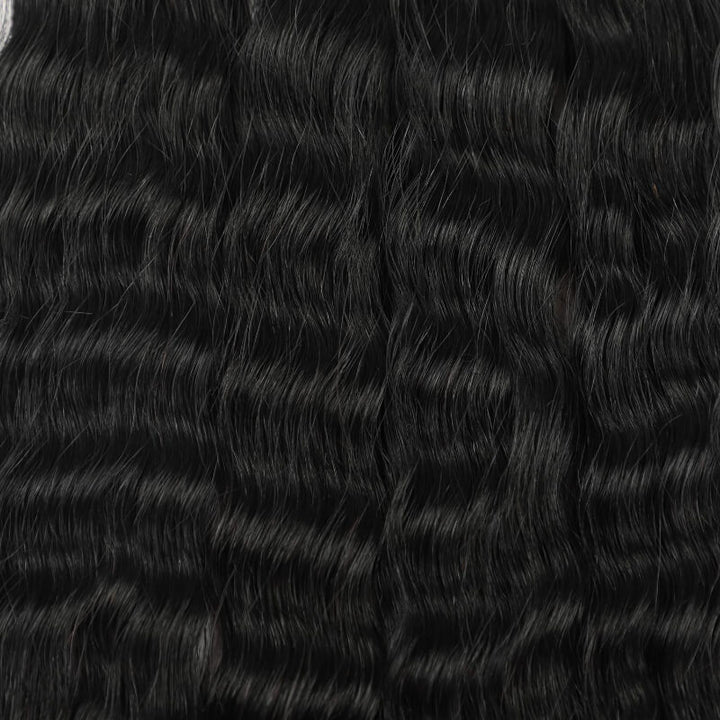 RHISO 18Inch Natural Color Super Wave Bulk Human Hair Extensions for Boho Braids – Wet and Wavy No Weft Human Hair 4 Bundles/Pack 150g