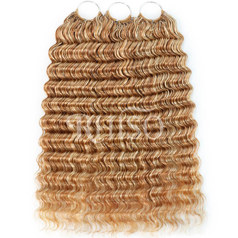 Mix Blonde P27/613 Highlight Color Deep Wave Crochet Human Hair Pre-Separated Miracle Konts Feather Human Hair Extension 
