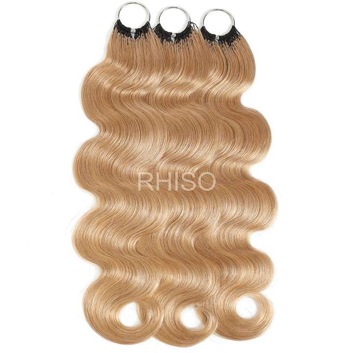 RhisoHair #27 Honey Blonde Body Wave Crochet Hair Machine Made Feather Human Hair Extension