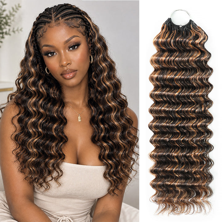 P1B/30 Highlight Deep Wave Crochet Human Hair Miracle Konts Feather 100% Human Hair Extension