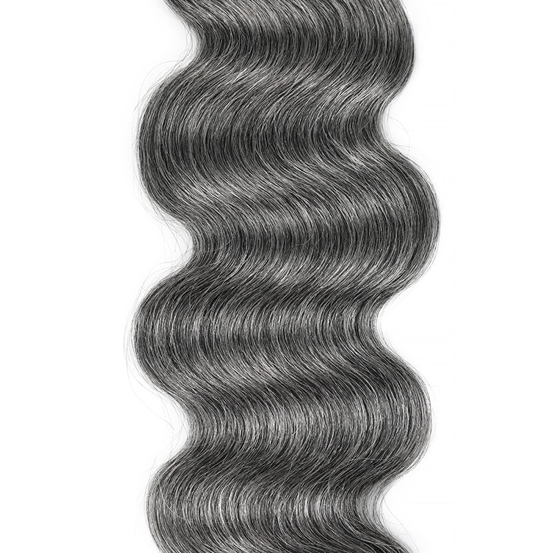 Deep Salt & Pepper Body Wave Crochet Hair Miracle Konts Feather 100% Human Hair Extension for Boho Braids-RHISO