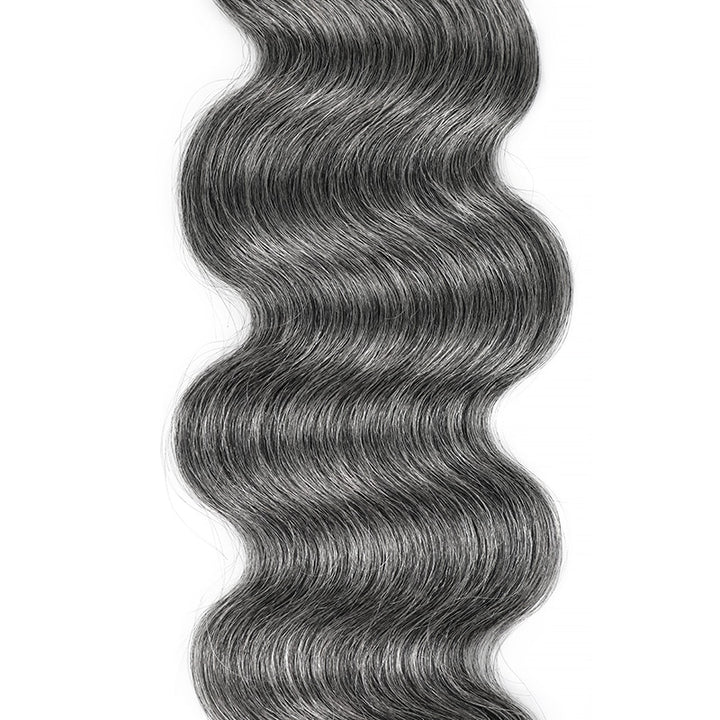 Deep Salt & Pepper Body Wave Crochet Hair Miracle Konts Feather 100% Human Hair Extension for Boho Braids-RHISO