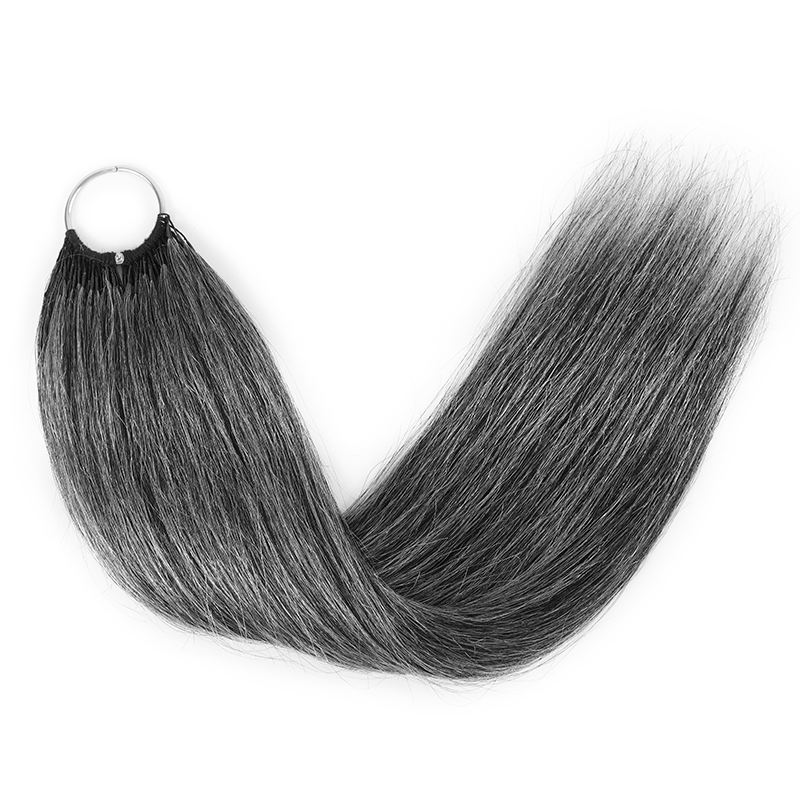 #44 Deep Salt & Pepper Color Miracle Konts Straight Crochet Hair Pre-Separated Feather Human Hair Extension for Black Woman