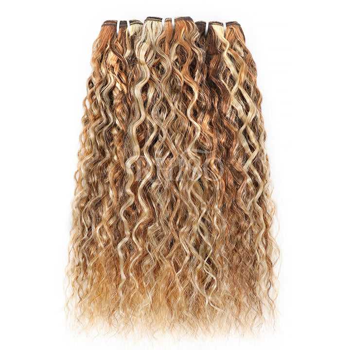3Bundles P4/27/613 Mix Brown Highlight Super Wave Human Hair Extention 100% Brazilian Virgin Remy Hair Weft-RhisoHair