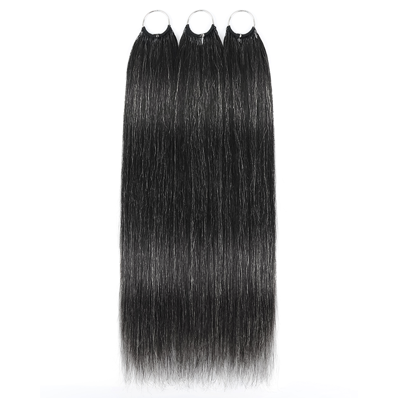 #280 Rich Salt & Pepper Miracle Konts Straight Crochet Hair Pre-Separated Feather Human Hair Extension for Black Woman
