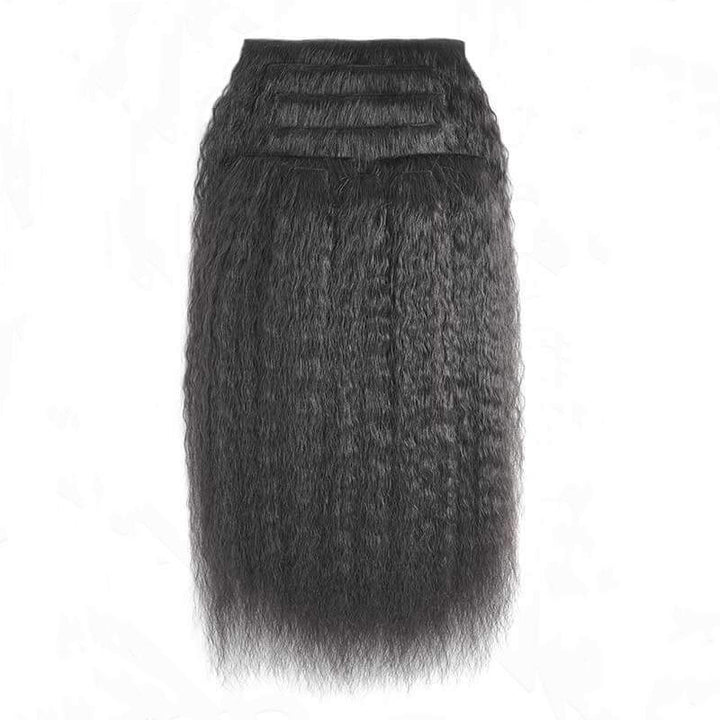 Kinky Straight Seamless Clip In Human Hair Extensions For Black Women Natural Color 8 /16 Pieces 120G /240G