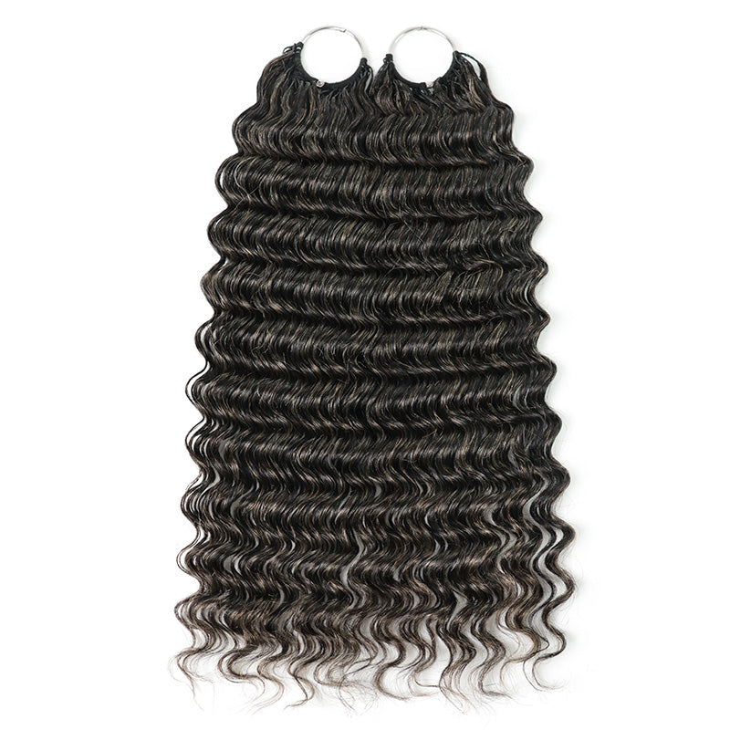 #34 Dark Salt & Pepper Miracle Konts Deep Wave Crochet Hair Pre-Separated Feather Human Hair Extension for Black Woman