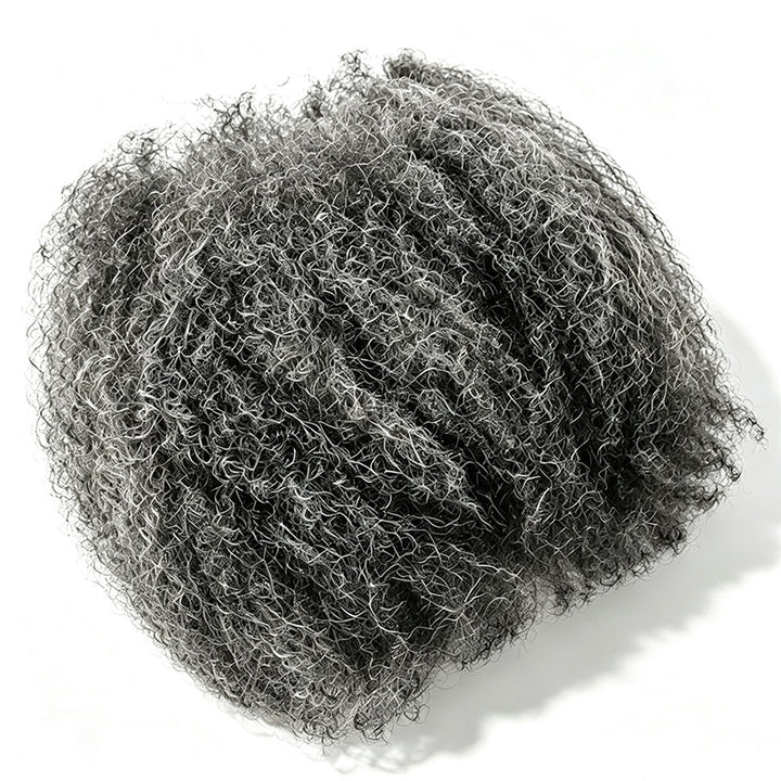 Dark Salt & Pepper Afro kinky Bulk Hair Extensions For Braiding Dreadlock Human Hair—RhisoHair