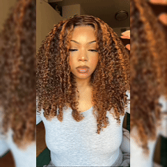 [Upgrade Strap] 300% Density Pull To Go 5x5/13x4 Glueless Wigs Dark Brown With Highlights #P4/30 Double Drawn Luxury Burmese Curly With Finger Coil Ends Pre Plucked Hairline