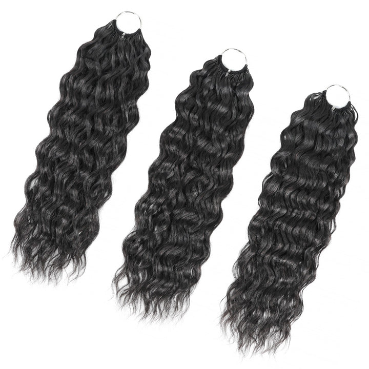 Natural Black Super Wave Miracle Knots Crochet Hair Machine Made Feather Human Hair Extension