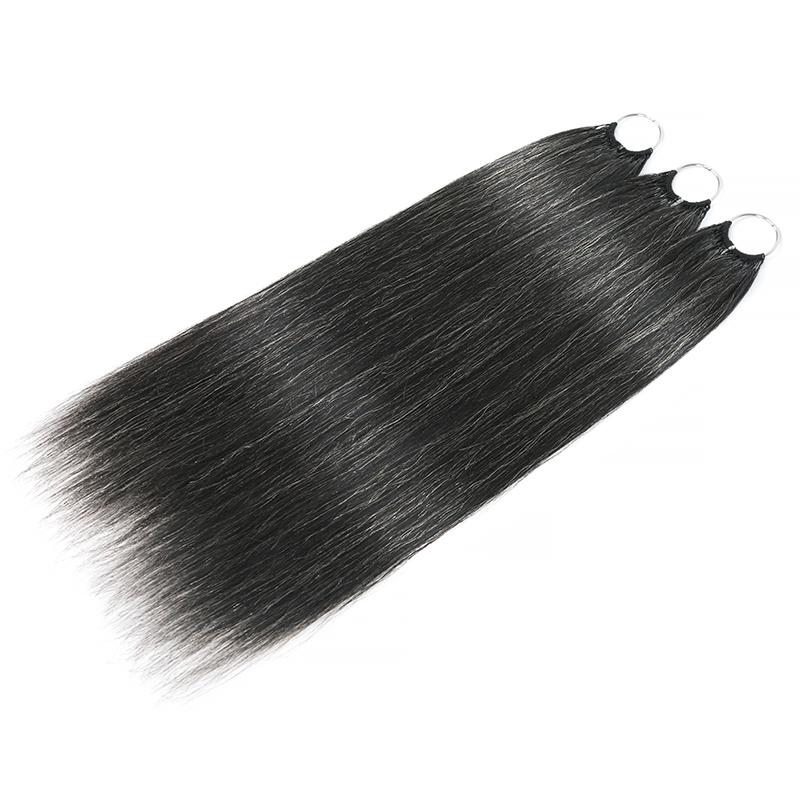 #34 Dark Salt & Pepper Color Miracle Konts Straight Crochet Hair Pre-Separated Feather Human Hair Extension for Black Woman