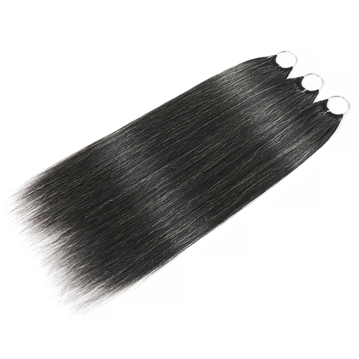 #34 Dark Salt & Pepper Color Miracle Konts Straight Crochet Hair Pre-Separated Feather Human Hair Extension for Black Woman