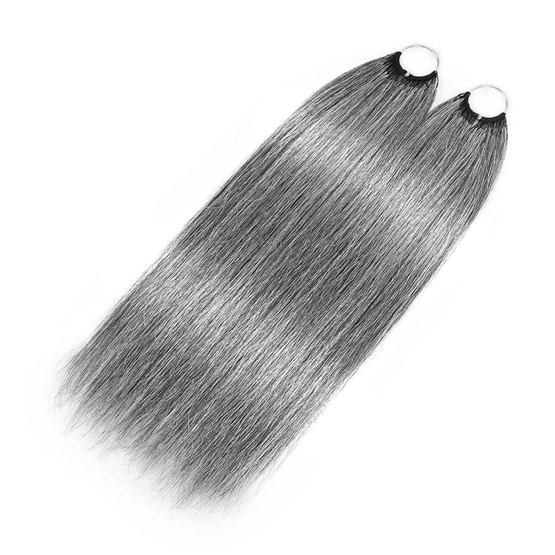 Salt & Pepper Straight Crochet Hair Miracle Konts Feather 100% Human Hair Extension for Boho Braids-RHISO