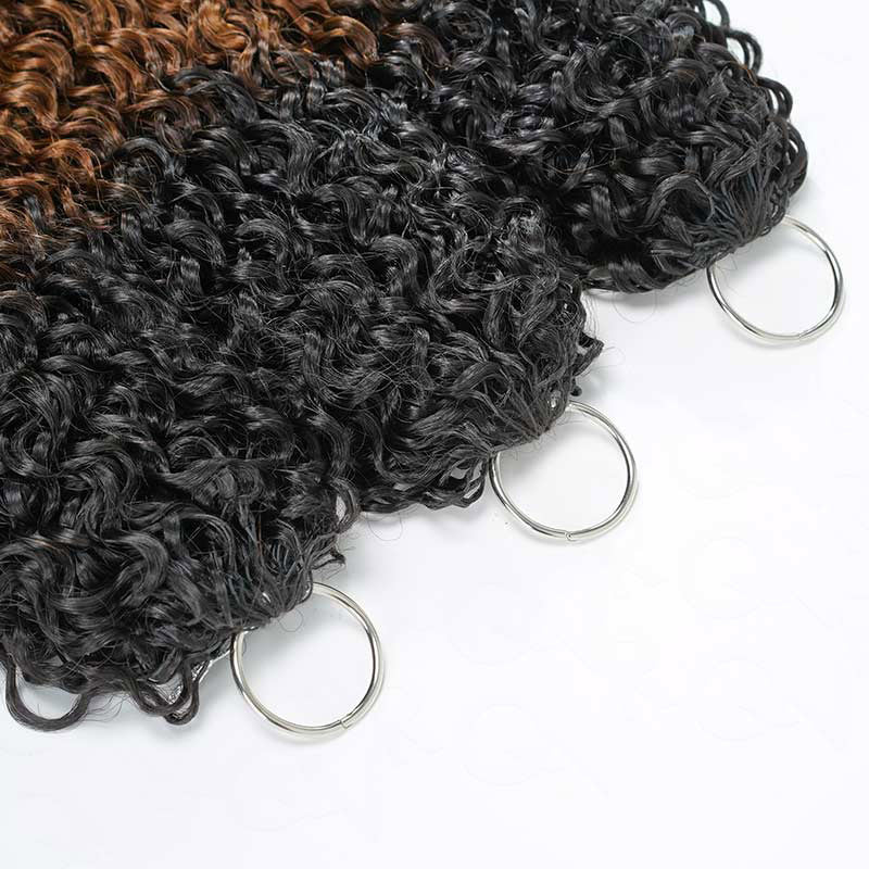 RhisoHair Natural Black Pixie Curly Feather Crochet Human Hair Extensions for Braiding