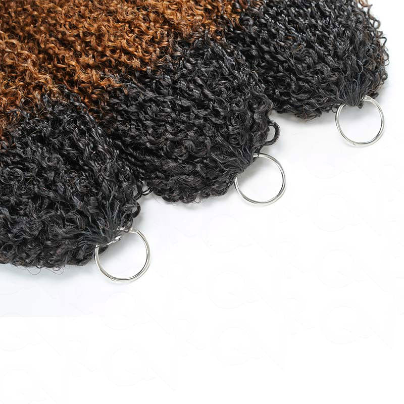 RhisoHair T1B/30 Pixie Curly Crochet Hair Machine Made Feather Human Hair Extension