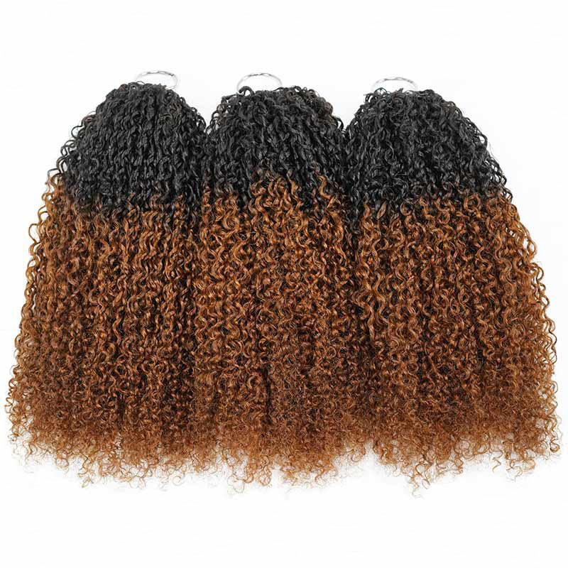 RhisoHair T1B/30 Pixie Curly Crochet Hair Machine Made Feather Human Hair Extension