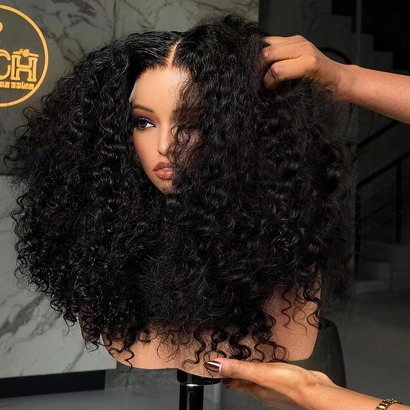 [Upgrade Strap] 300 Density Pull To Go Burmese Curly Wig 5x5/13x4 Glueless Human Hair Wig In Natural Black
