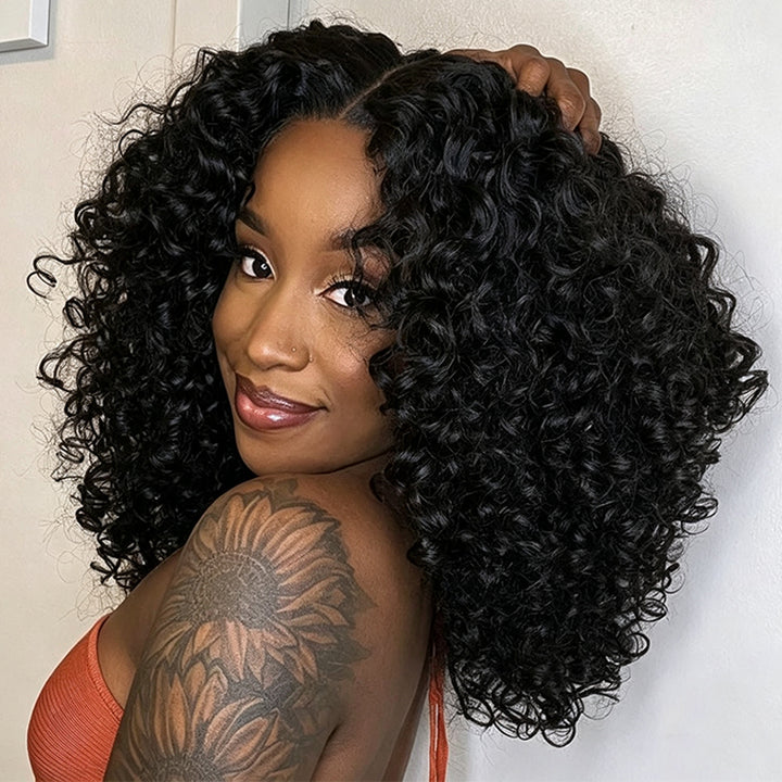 [Upgrade Strap] 300 Density Pull To Go Burmese Curly Wig 5x5/13x4 Glueless Human Hair Wig In Natural Black