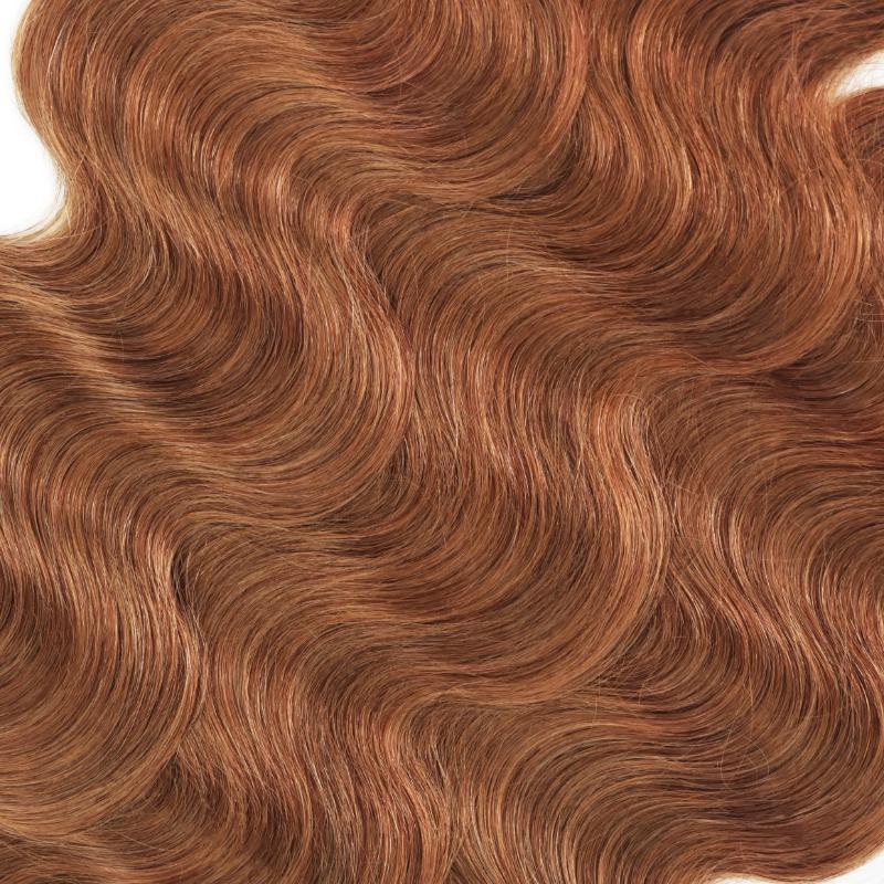 RhisoHair #30 Light Brown Body Wave Human Hair Bundles Auburn Brown Double Weft Weave 100% Unprocessed Brazilian Virgin Human Hair Extensions