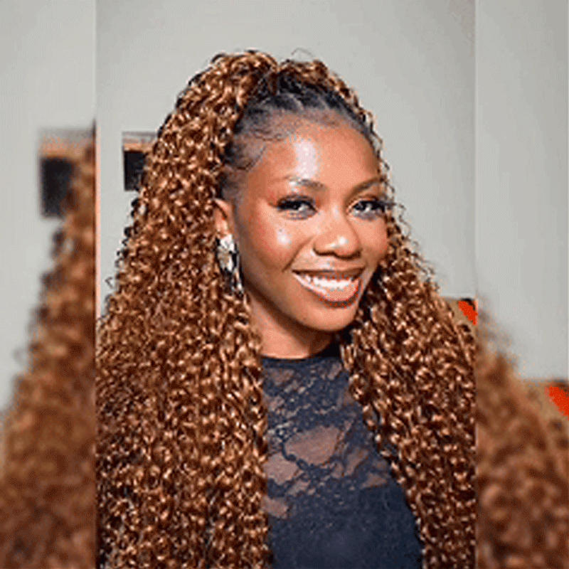 RhisoHair #30 Copper Brown Hair Color Jerry Curly Crochet Hair Machine Made Feather Human Hair Extension