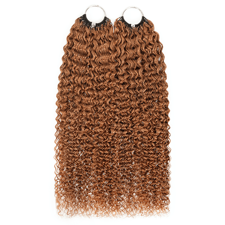 RhisoHair #30 Copper Brown Hair Color Jerry Curly Crochet Hair Machine Made Feather Human Hair Extension