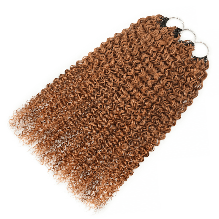 RhisoHair #30 Copper Brown Hair Color Jerry Curly Crochet Hair Machine Made Feather Human Hair Extension
