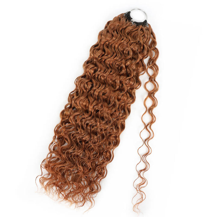 RhisoHair #30 Copper Brown Crochet Hair Water Wave/Body Wave Machine Made Feather Human Hair Extension