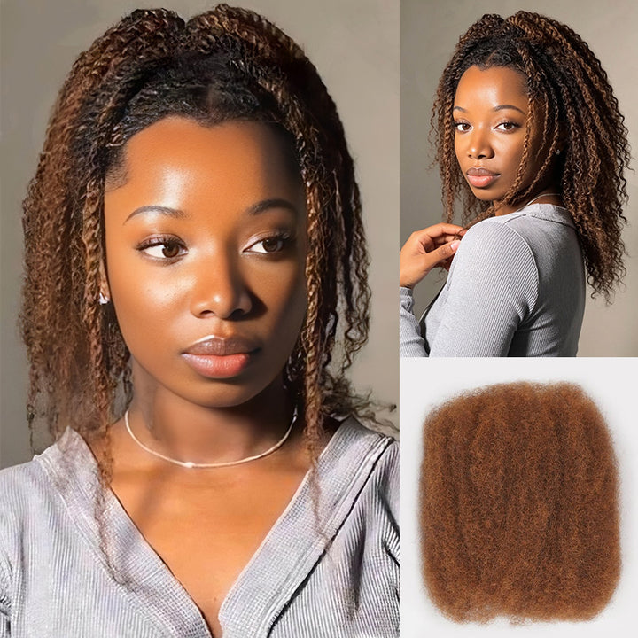 30 Copper Brown Afro kinky Bulk Hair Extensions For Braiding Dreadlock Human Hair—RhisoHair