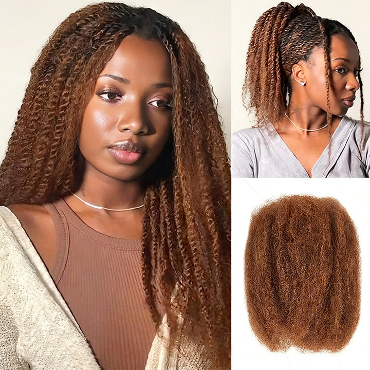 30 Copper Brown Afro kinky Bulk Hair Extensions For Braiding Dreadlock Human Hair—RhisoHair
