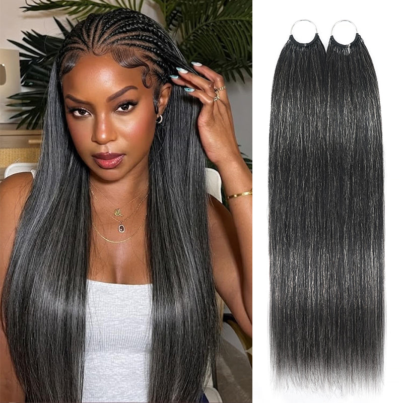 #34 Dark Salt & Pepper Color Miracle Konts Straight Crochet Hair Pre-Separated Feather Human Hair Extension for Black Woman