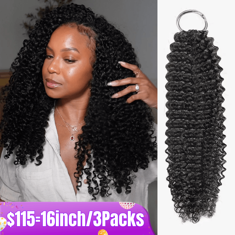 Flash Sale No Code: 3Packs Kinky Curly Crochet Hair Natural Black Machine Made Feather Human Hair Extension-Rhiso Hair
