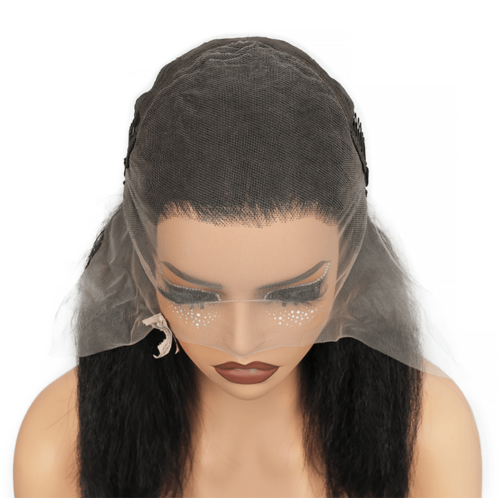 300% Density Kinky Straight Short Bob Wig 13x6 HD Lace Frontal Brazilian Virgin Human Hair Wig