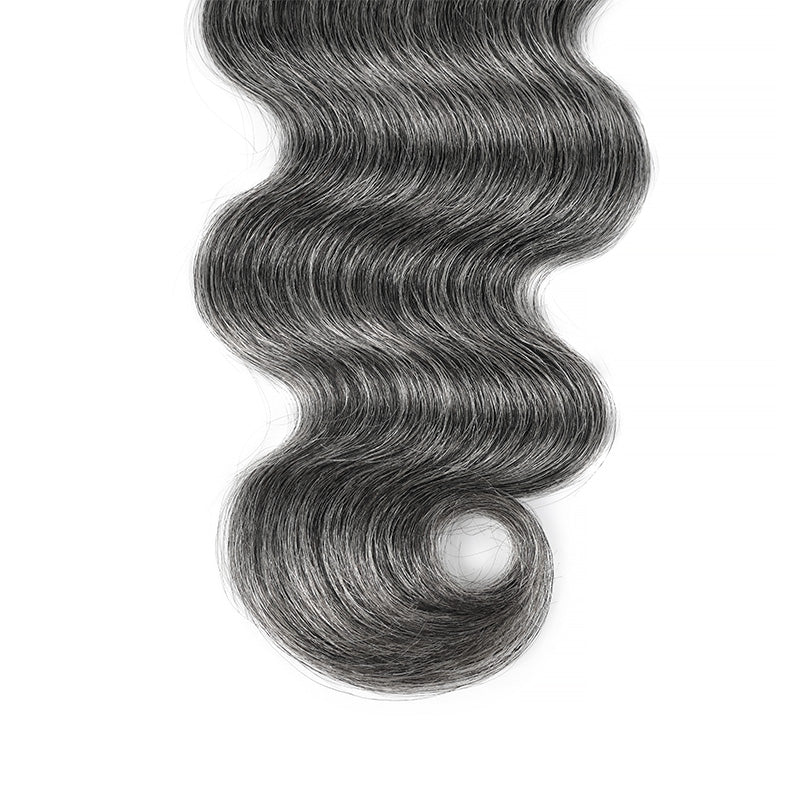 Deep Salt & Pepper Body Wave Crochet Hair Miracle Konts Feather 100% Human Hair Extension for Boho Braids-RHISO
