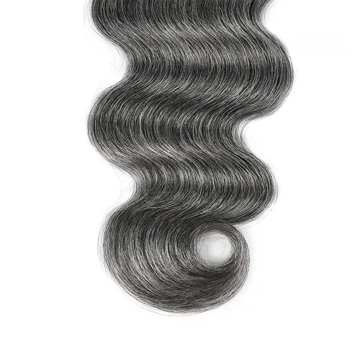 Deep Salt & Pepper Body Wave Crochet Hair Miracle Konts Feather 100% Human Hair Extension for Boho Braids-RHISO