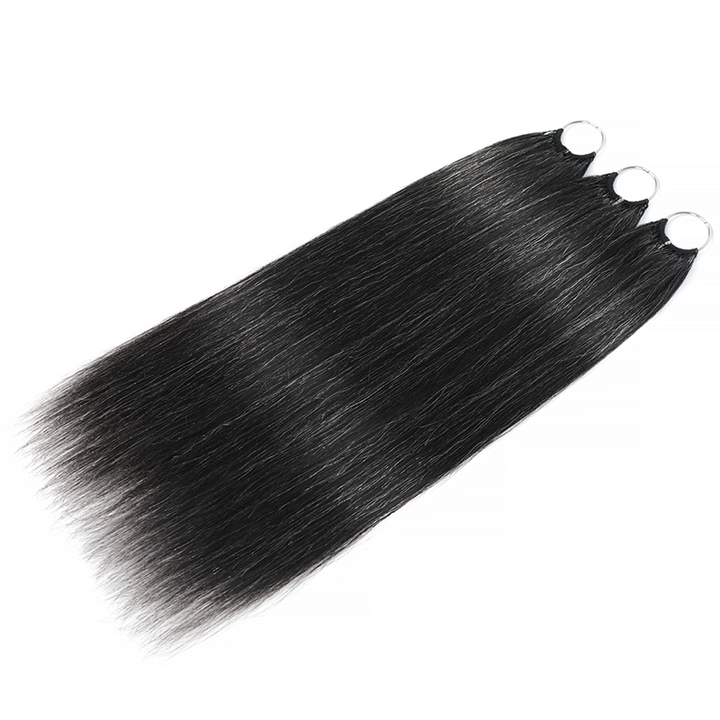 #280 Rich Salt & Pepper Miracle Konts Straight Crochet Hair Pre-Separated Feather Human Hair Extension for Black Woman