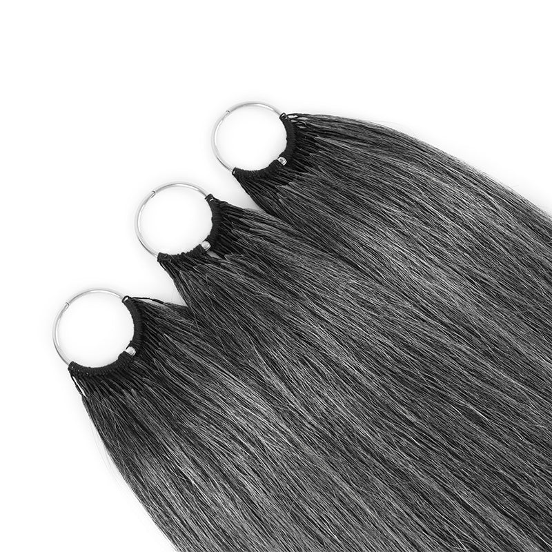 #44 Deep Salt & Pepper Color Miracle Konts Straight Crochet Hair Pre-Separated Feather Human Hair Extension for Black Woman