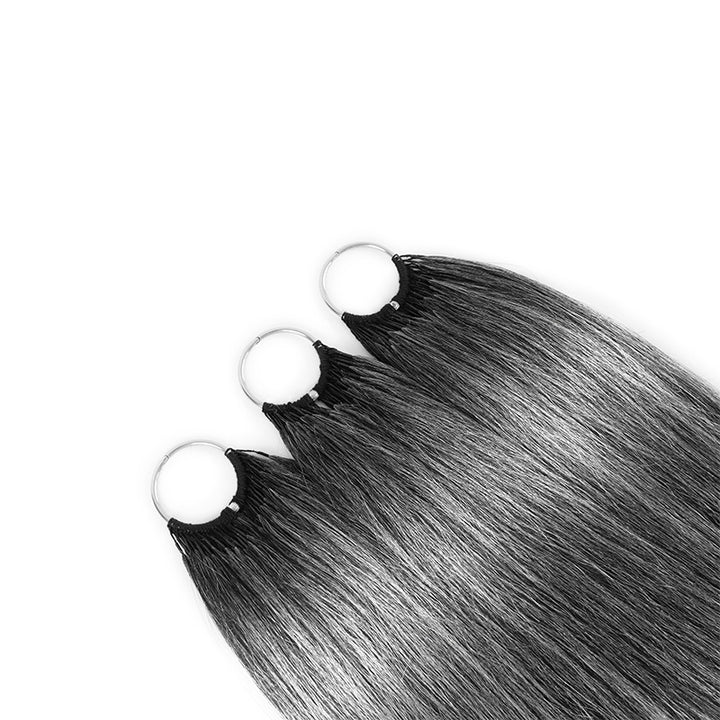 #44 Deep Salt & Pepper Color Miracle Konts Straight Crochet Hair Pre-Separated Feather 100% Human Hair Extension for Black Woman