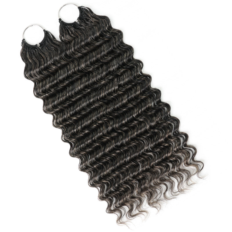 #34 Dark Salt & Pepper Miracle Konts Deep Wave Crochet Hair Pre-Separated Feather Human Hair Extension for Black Woman