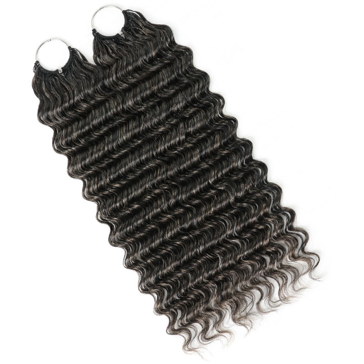 #34 Dark Salt & Pepper Miracle Konts Deep Wave Crochet Hair Pre-Separated Feather Human Hair Extension for Black Woman