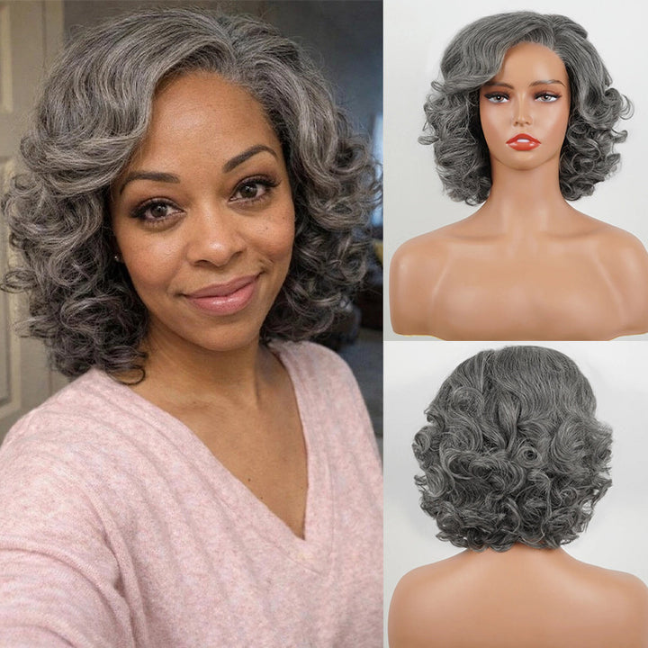 5x5 Closure Salt & Pepper Retro Waves Bob Wig Pre-Cut Steel Grey  Glueless Human Hair Wig For Black Women
