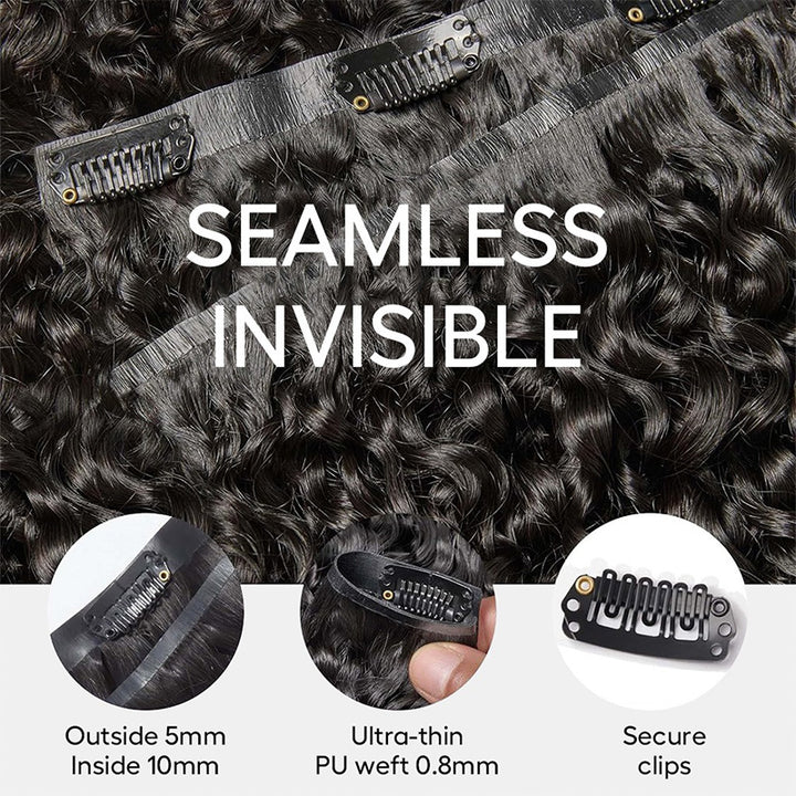 Loose Wave Seamless Clip In Human Hair Extensions For Black Women Natural Color 8 /16 Pieces 120G /240G