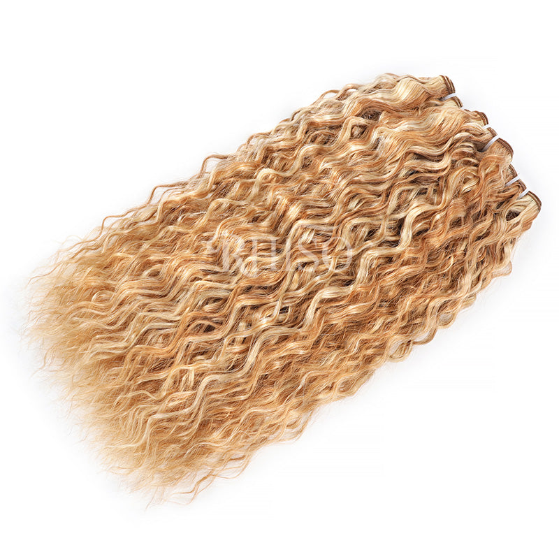 P27/613 Honey Blonde Highlight Super Wave Human Hair Bundles Double Weft Virgin Remy Hair Extensions-RhisoHair