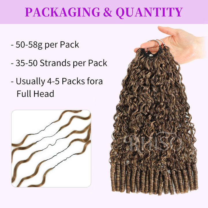 RhisoHair P4/27 Ash Blonde Highlight Burmese Curly Crochet Hair Machine Made Feather Human Hair Extension