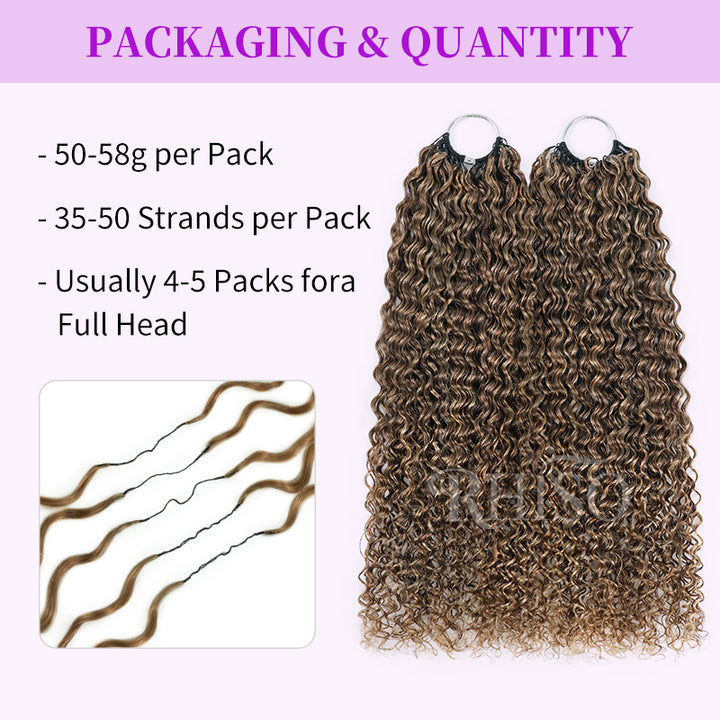 RhisoHair P4/27 Ash Blonde Highlight Jerry Curly Crochet Hair Machine Made Feather Human Hair Extension