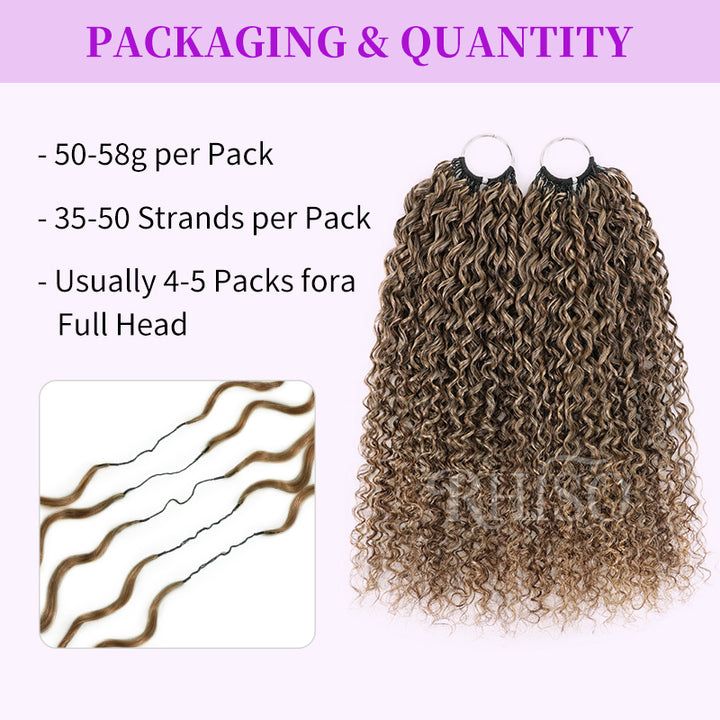 RhisoHair P4/27 Ash Blonde Highlight Pixie Curly Crochet Human Hair for Braiding No Weft Boho Braids Extensions