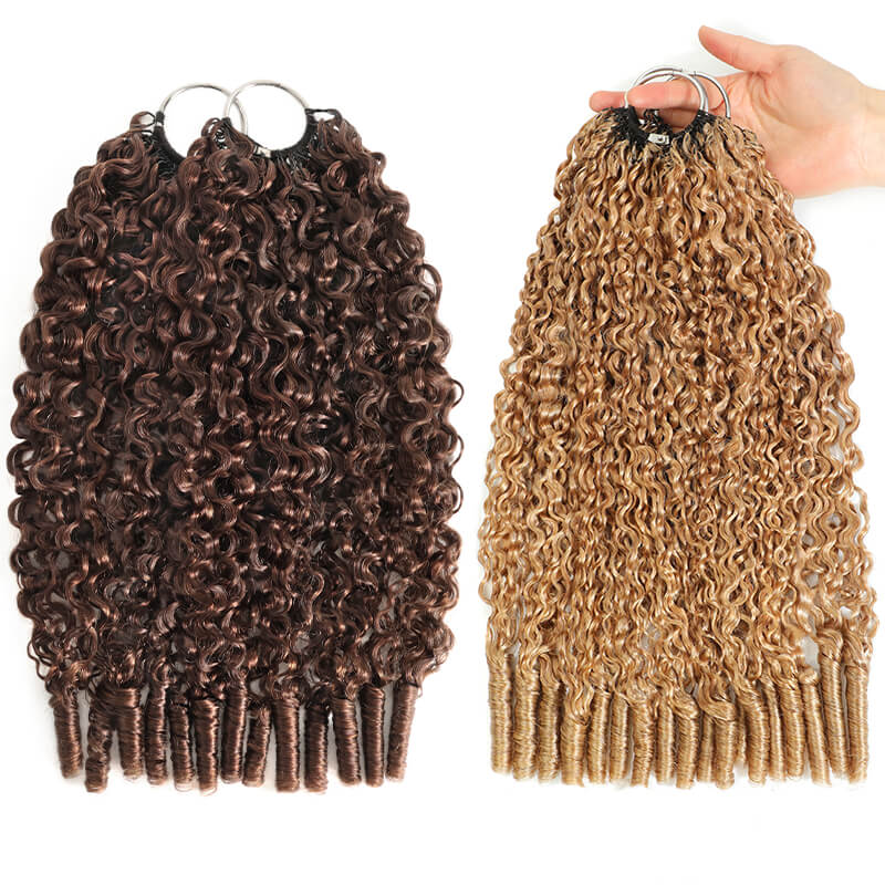 5Packs Crochet Hair Deal-2Mixed Colors Highlight Feather Crochet Human Hair Extensions in Multiple Textures Available