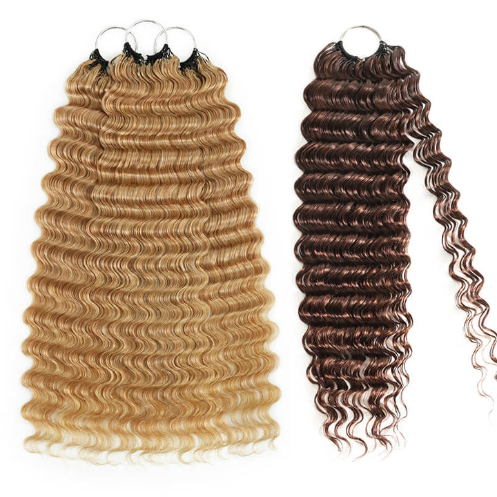5Packs Crochet Hair Deal-2Mixed Colors Highlight Feather Crochet Human Hair Extensions in Multiple Textures Available