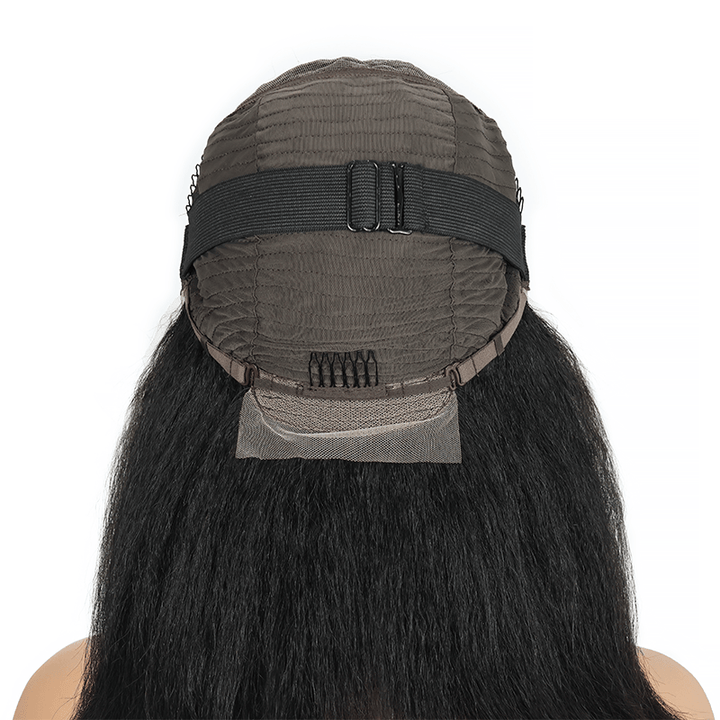 300% Density Kinky Straight Short Bob Wig 13x6 HD Lace Frontal Brazilian Virgin Human Hair Wig