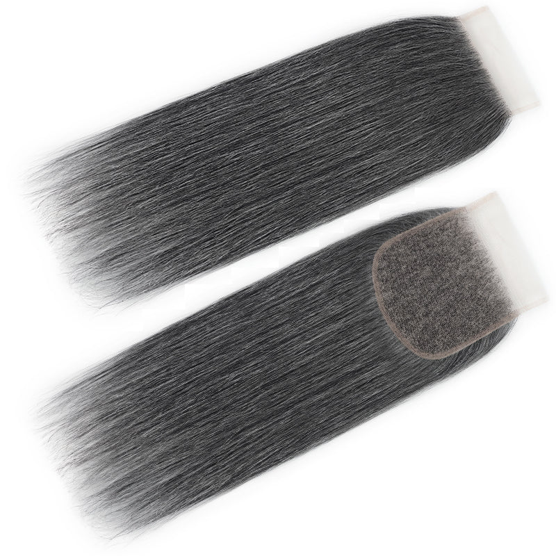 New In Dark Salt and Pepper Straight Closure Natural Grey 5x5 HD Transparent Lace Closure 100% Unprocessed Virgin Human Hair