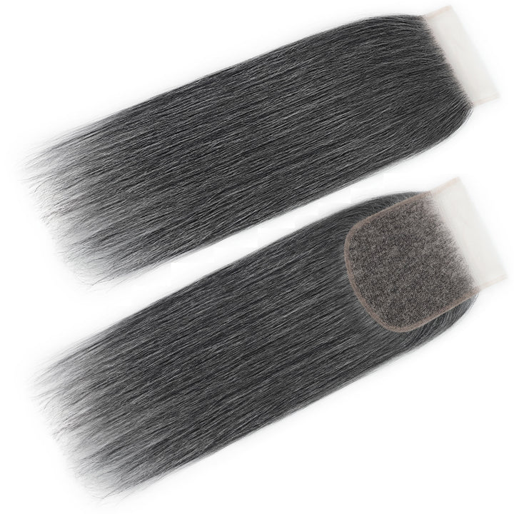 New In Dark Salt and Pepper Straight Closure Natural Grey 5x5 HD Transparent Lace Closure 100% Unprocessed Virgin Human Hair